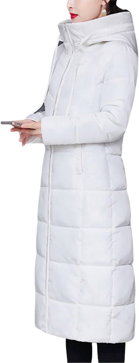 Women Hooded Long Puffer Jacket Padded Down Alternative Winter Coat Outwear