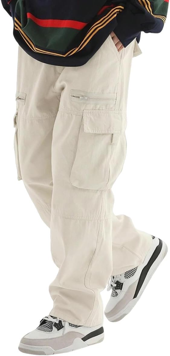 men Wild Cargo Pants Loose Fit Pants Drawstring Casual Hiking Pants Pocket Zipper Design Straight Trousers - Image 2