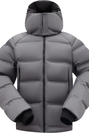 Men's Thickened Down Jacket Super Warm Winter Puffer Jacket Snow Coat with Detachable Hood Waterproof Windproof