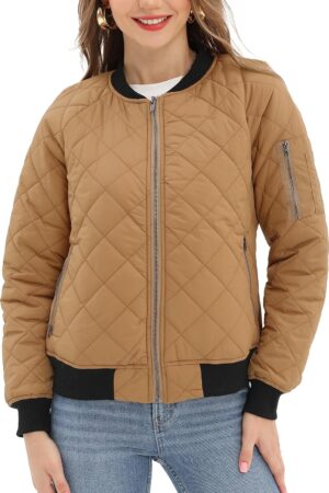 Women's Quilted Bomber Jakcet with 5 Pockets